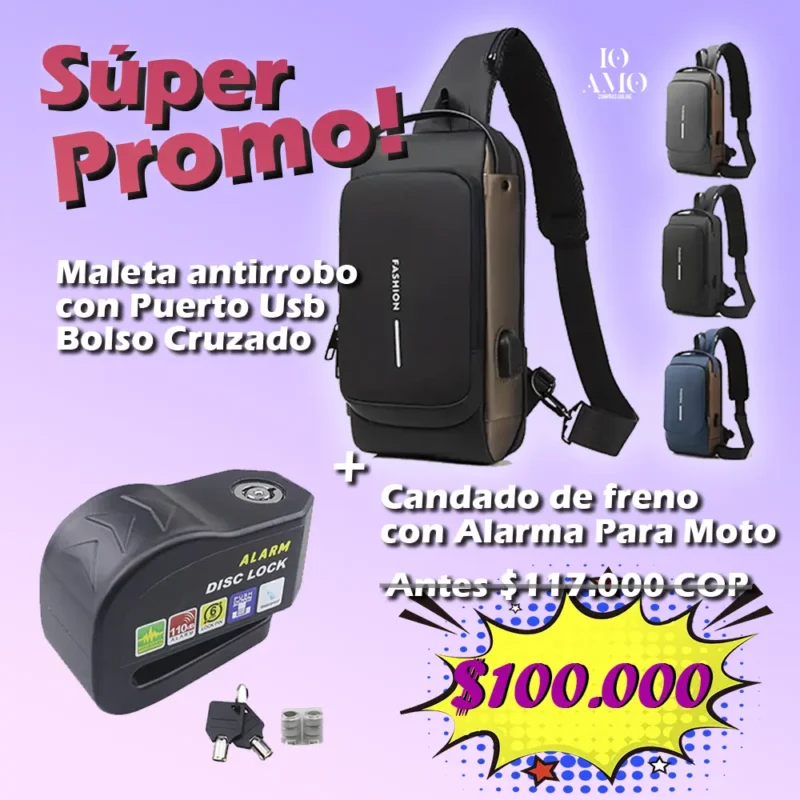 COMBO Maleta antirrobo + Candado de freno