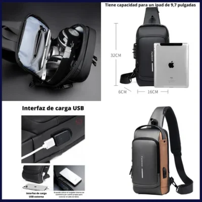 Bolso Antirrobo Impermeable Puerto USB
