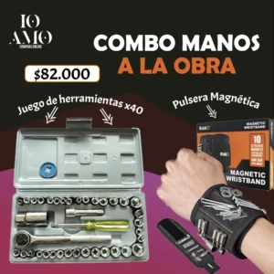 Combo Manos a la Obra Juego De Herramientas x40 Pcs + Pulsera Magnética