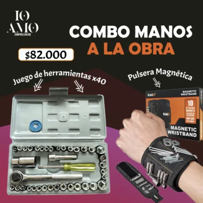Combo Manos a la Obra Juego De Herramientas x40 Pcs + Pulsera Magnética